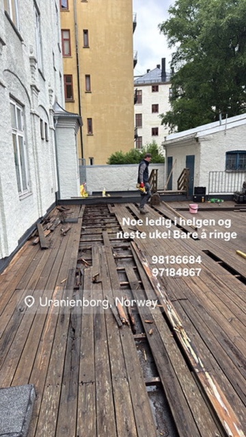Terrasse rives og legges om